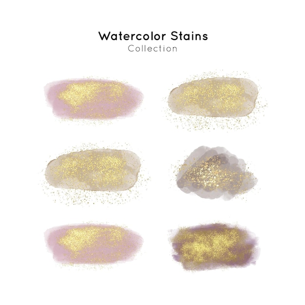 Free vector hand painted watercolor stain pack