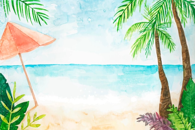 Free vector hand painted watercolor summer background for videocalls