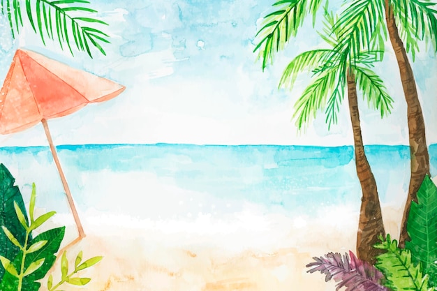 Hand painted watercolor summer background for videocalls
