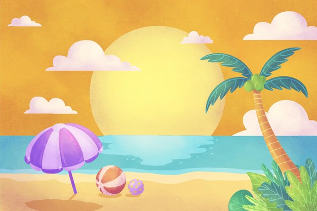 Hand painted watercolor summer background for videocalls