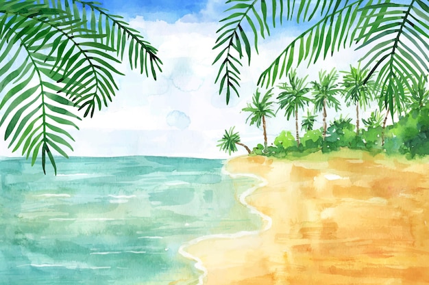 Hand painted watercolor summer background for videocalls