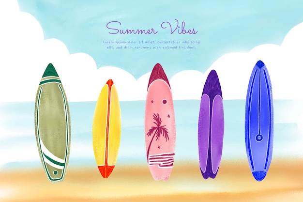 Hand painted watercolor summer background