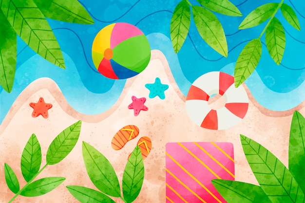 Free vector hand painted watercolor summer background