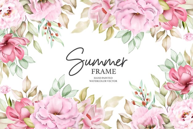 Hand painted watercolor summer floral frame illustration