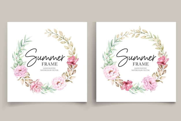 Hand painted watercolor summer floral frame illustration