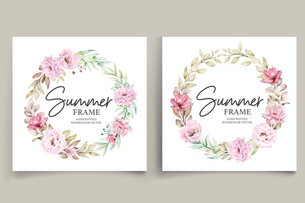 Hand painted watercolor summer floral frame illustration