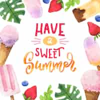 Free vector hand painted watercolor summer lettering