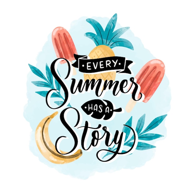 Hand painted watercolor summer lettering