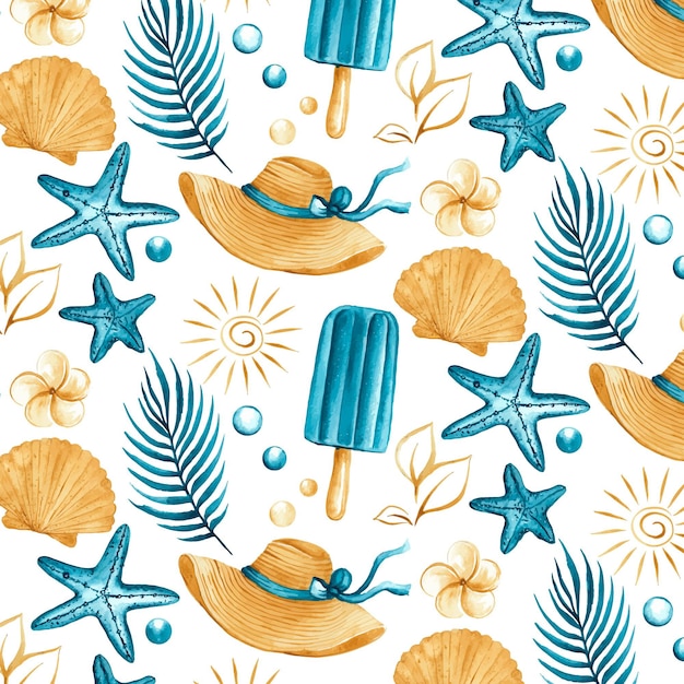 Free vector hand painted watercolor summer pattern