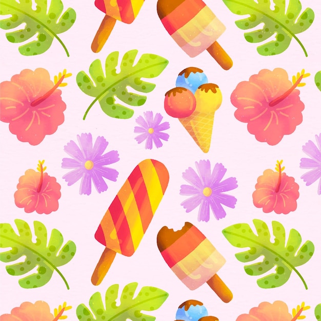 Free vector hand painted watercolor summer pattern