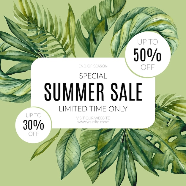 Free vector hand painted watercolor summer sale illustration