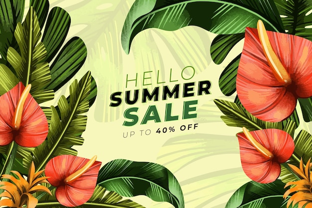 Hand painted watercolor summer sale illustration