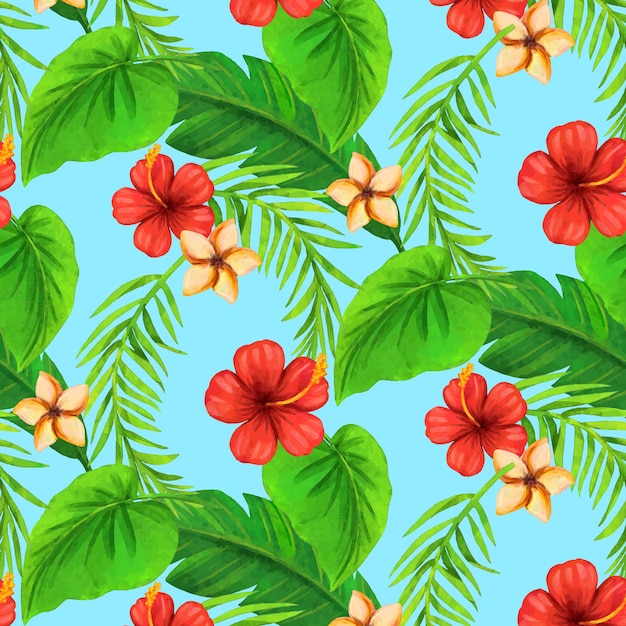 Free vector hand painted watercolor summer tropical pattern