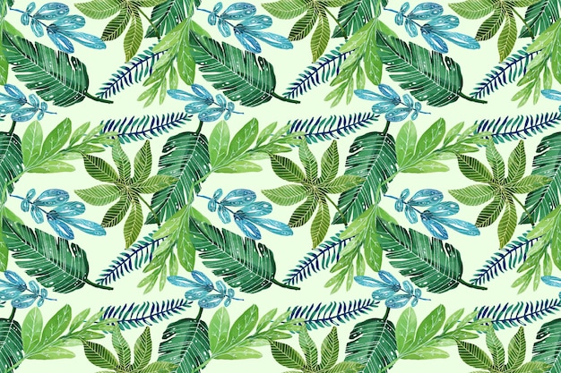 Hand painted watercolor summer tropical pattern