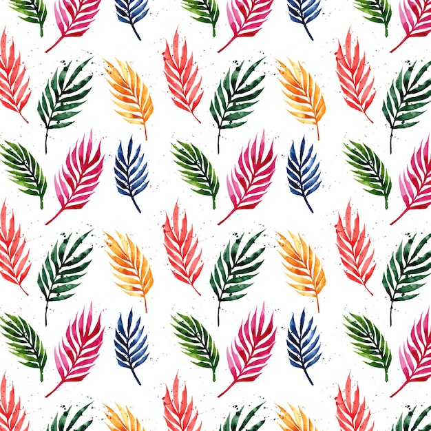 Hand painted watercolor summer tropical pattern