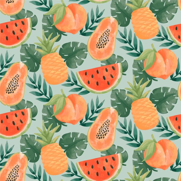 Premium Vector Hand Painted Watercolor Summer Tropical Pattern