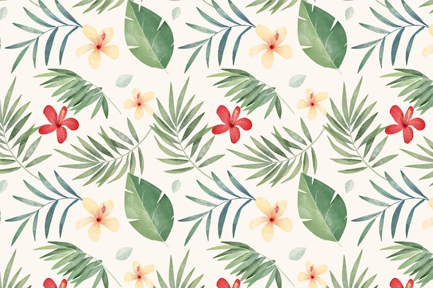 Free vector hand painted watercolor summer tropical pattern