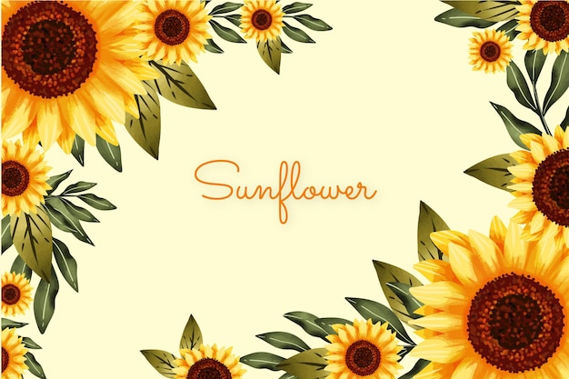 Free vector hand painted watercolor sunflower border wallpaper