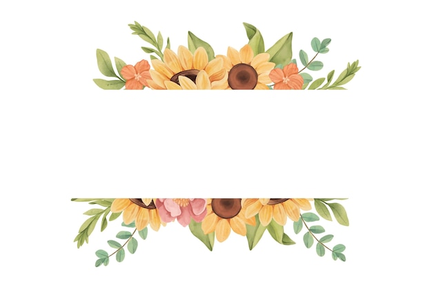 Free vector hand painted watercolor sunflower border