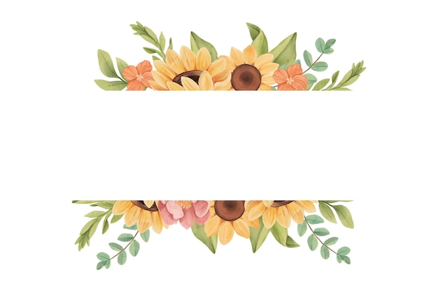 Hand painted watercolor sunflower border
