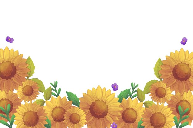 Hand painted watercolor sunflower border