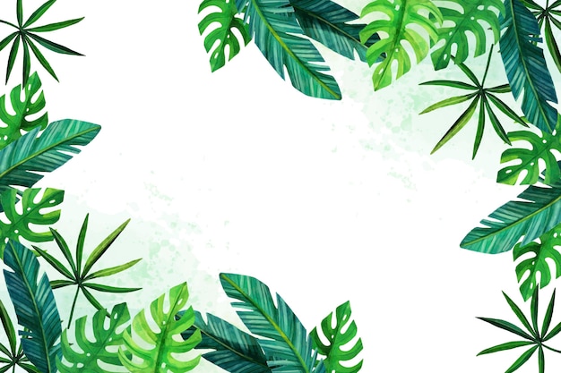 Free vector hand painted watercolor tropical leaves background