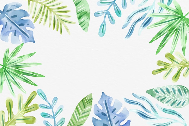 手描きの水彩熱帯の葉の背景