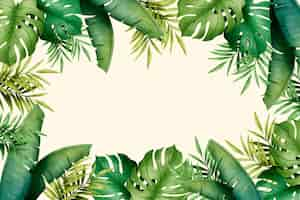 Free vector hand painted watercolor tropical leaves background