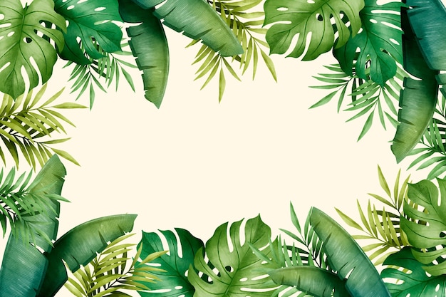 Ручная роспись акварель тропических листьев фон