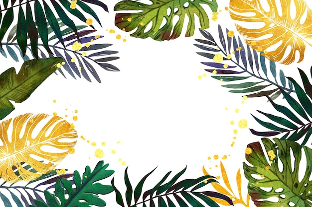 Free vector hand painted watercolor tropical leaves background