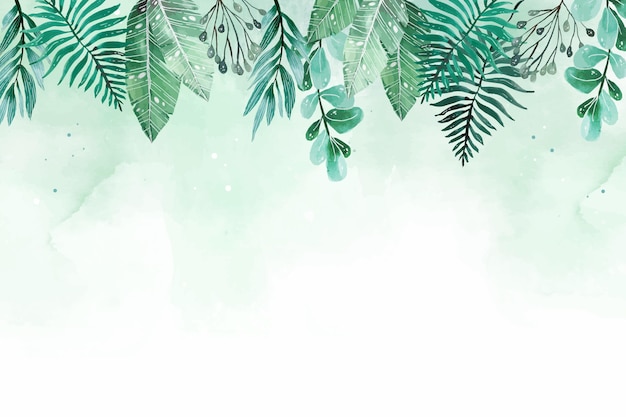 Free vector hand painted watercolor tropical leaves summer background