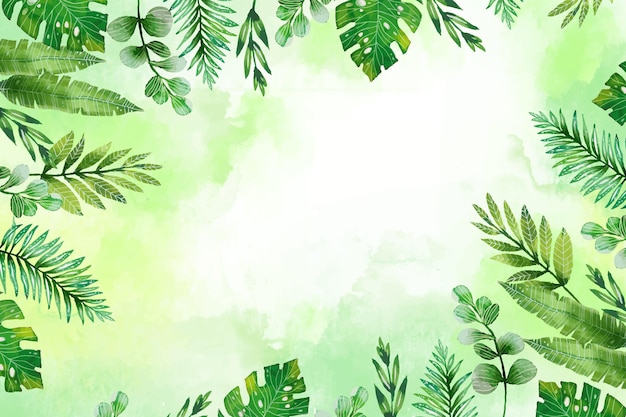 Free vector hand painted watercolor tropical leaves summer background