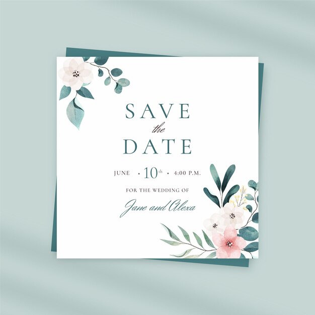hand painted watercolor wedding squared flyer
