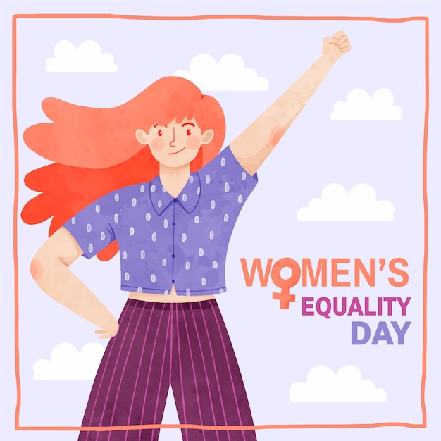 Hand painted watercolor women's equality day illustration