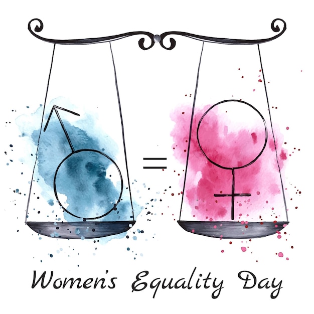 Hand painted watercolor women's equality day illustration