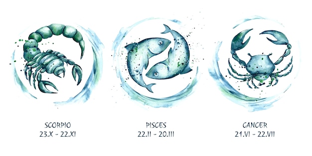 Free vector hand painted watercolor zodiac sign collection