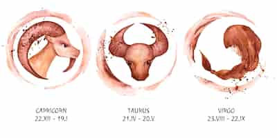 Бесплатное векторное изображение Ручная роспись акварельной коллекции знаков зодиака
