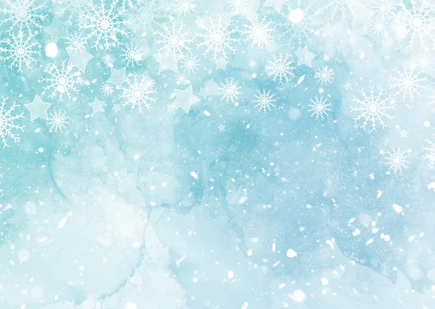 Ручная роспись акварелью новогодняя снежинка дизайн фона