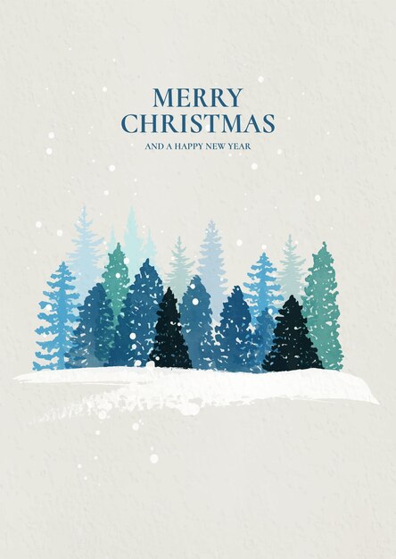 Free vector hand painted watercolour christmas tree card design