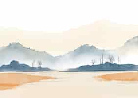 Free vector hand painted watercolour landscape background