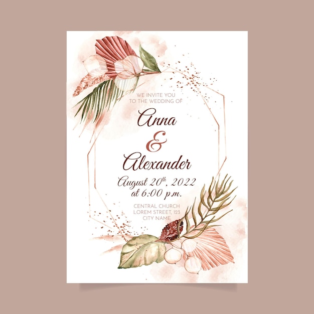 Free vector hand painted wedding invitation