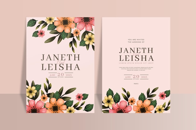 Free vector hand painted wedding invitation