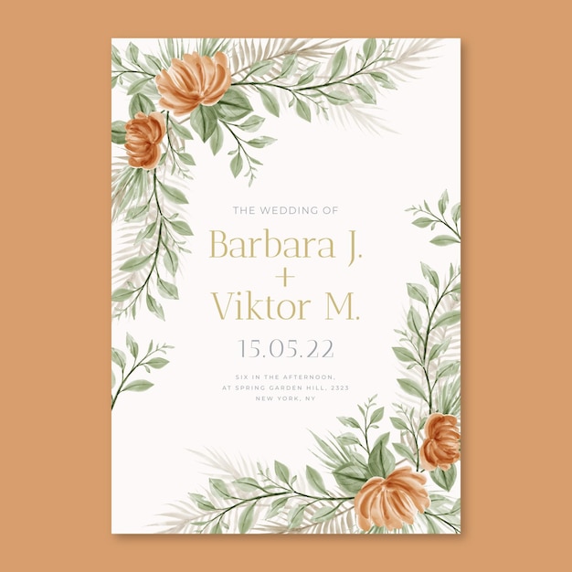 Free vector hand painted wedding invitation