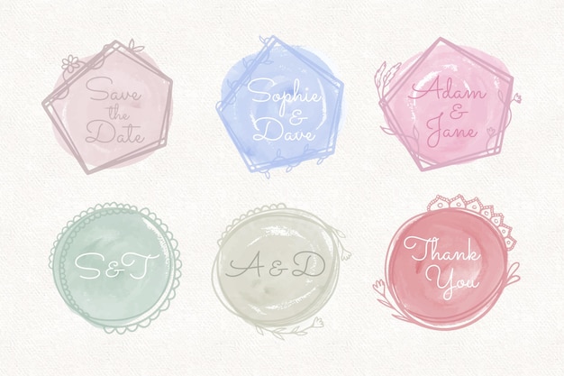 Free vector hand painted wedding monograms collection