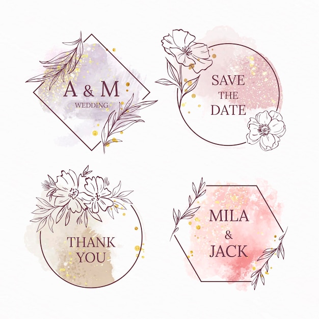Free vector hand painted wedding monograms collection