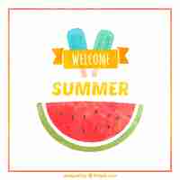 Free vector hand painted welcome summer card