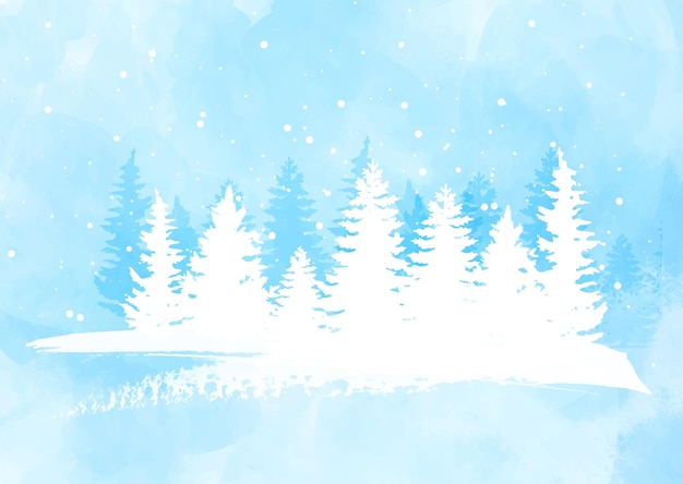 Free vector hand painted winter tree watercolour landscape