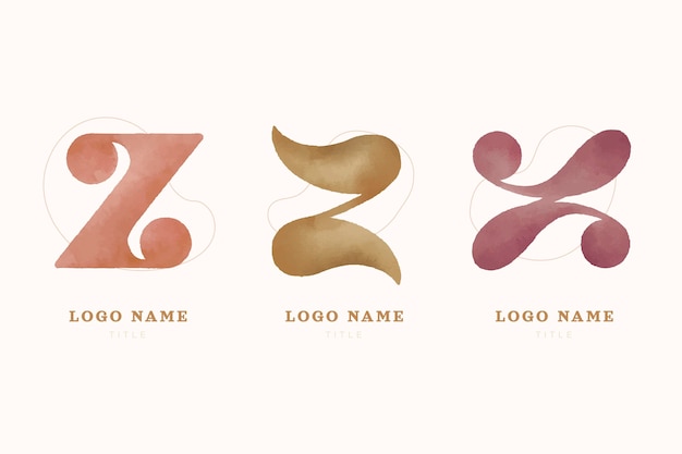 Free vector hand painted #z letter logo collection