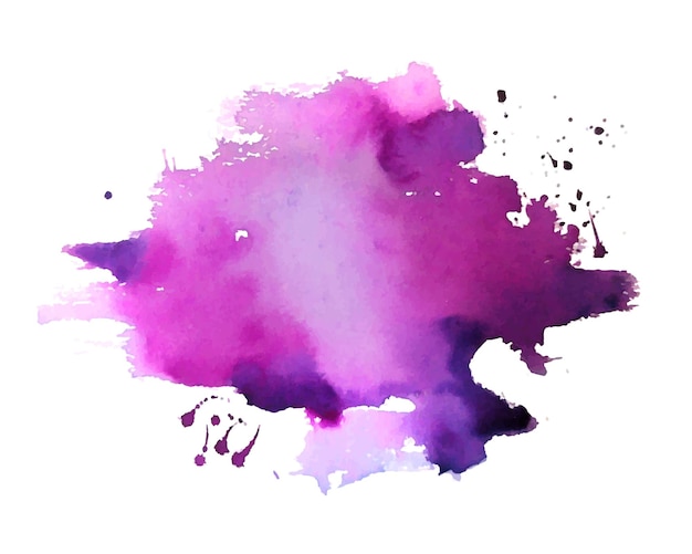 Hand painter purple watercolor droplets blot texture background