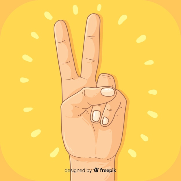 Hand peace sign background